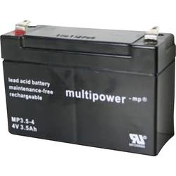multipower MP3,5-4 146844 olověný akumulátor 4 V 3.5 Ah olověný se skelným rounem (š x v x h) 90 x 65 x 34 mm plochý konektor 4,8 mm bezúdržbové, nepatrné