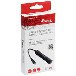 Equip 128954 USB Hub 4 porty USB-A USB 3.1 Gen1 5 GBit/s s konektorem USB C černá Equip Life USB 3.1 Type-C to 4-Port USB 3.0 Hub
