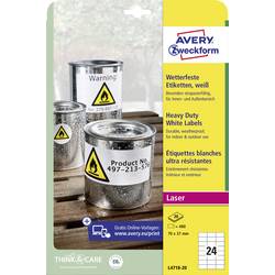 Avery-Zweckform L4718-20 Fóliové etikety 70 x 37 mm poylesterová fólie bílá 480 ks trvalé barevná laserová tiskárna, laserová tiskárna, barevná kopírka,