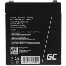 Green Cell AGM27 AGM27 olověný akumulátor 12 V 5 Ah olověný se skelným rounem (š x v x h) 90 x 107 x 70 mm plochý konektor 6,35 mm odolné proti více cyklům,