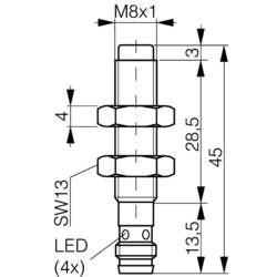 Contrinex indukční senzor přiblížení M8 nezarovnaná PNP DW-AS-613-M8-001