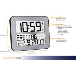 TFA Dostmann 60.4512.54 DCF nástěnné hodiny 25.8 cm x 21.2 cm x 3 cm stříbrná, černá velký displej