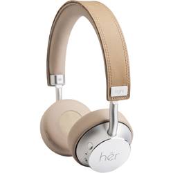 HER HF8 Headset otevřená (On Ear) Bluetooth®, kabelová béžová, stříbrná regulace hlasitosti