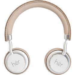 HER HF8 Headset otevřená (On Ear) Bluetooth®, kabelová béžová, stříbrná regulace hlasitosti