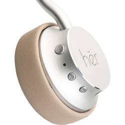 HER HF8 Headset otevřená (On Ear) Bluetooth®, kabelová béžová, stříbrná regulace hlasitosti
