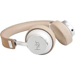 HER HF8 Headset otevřená (On Ear) Bluetooth®, kabelová béžová, stříbrná regulace hlasitosti