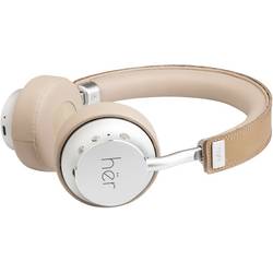 HER HF8 Headset otevřená (On Ear) Bluetooth®, kabelová béžová, stříbrná regulace hlasitosti