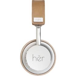 HER HF8 Headset otevřená (On Ear) Bluetooth®, kabelová béžová, stříbrná regulace hlasitosti