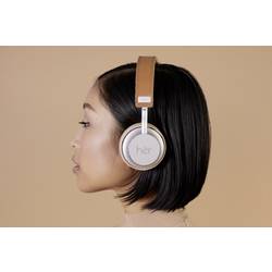 HER HF8 Headset otevřená (On Ear) Bluetooth®, kabelová béžová, stříbrná regulace hlasitosti