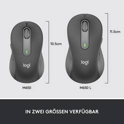 Logitech Signature M650 L optická myš, přenos bezdrátový, Bluetooth®, 5 tlačítko, 4000 dpi, grafitová
