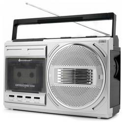 soundmaster RR20SI rádio s kazetovým přehrávačem, FM, AM, kazeta, USB, FM, SV, KV, Bluetooth, AUX, černá, stříbrná