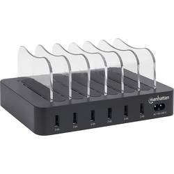 Manhattan 102254 USB nabíjecí hub, 6x USB A, 50 W, černá, transparentní