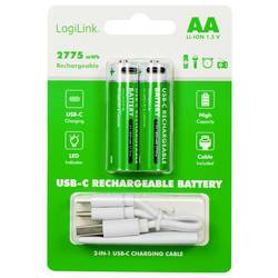LogiLink LR6RCB2 akumulátor AA, Li-Ion, 1850 mAh, 1.5 V, 2 ks