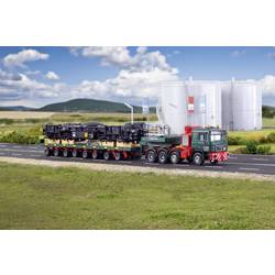 Kibri 13601 H0 model nákladního vozidla MAN SK s plošinový vozík SCHEUERLE se spodním dílem kolejnice