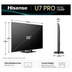Hisense 55U7Q PRO LED TV, 139 cm 55 palec, E (A - G), DVB-T2, DVB-C, DVB-S2, UHD, Smart TV, WLAN, černá