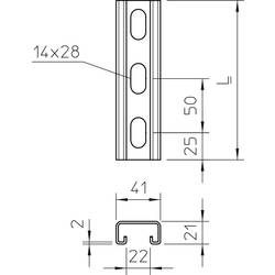 OBO Bettermann 1122933 Profilová lišta (d x š x v) 200 x 41 x 21 mm 1 ks kov