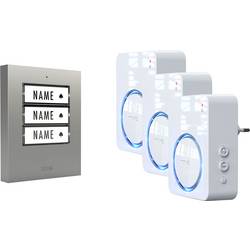 m-e modern-electronics 100168 bezdrátový zvonek kompletní sada osvětlený, akusticky aktivní, se senzorem pohybu, se jmenovkou