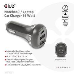 club3D CAC-1921 USB nabíječka, 2x USB A, 1x USB-C®, 36 W, černá