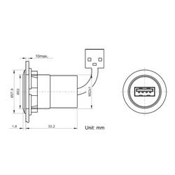 TRU COMPONENTS USB-12-BK Vestavná USB zásuvka zásuvka, vestavná Zásuvka USB A ⇔ zástrčka USB A, s 60cm kabel Množství: 1 ks
