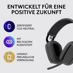 Logitech ZONE VIBE 100 Headset uzavřená (Over Ear) Bluetooth® stereo grafit Redukce šumu mikrofonu, Potlačení hluku regulace hlasitosti, Vypnutí zvuku mikrofonu