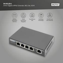 Digitus DN-95128-1 PoE extender 1 GBit/s IEEE 802.3af (12.95 W), IEEE 802.3at (25.5 W), IEEE 802.3bt, IEEE802.3af (15,4 W), IEEE802.3at (30 W)
