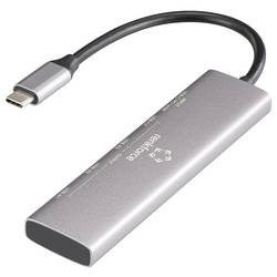 Renkforce RF-6676604 USB Hub 3 + 1 port USB-A, USB-C® USB 3.2 Gen1 5 GBit/s s hliníkovým krytem, Nabíjecí přípojka USB-C® PD šedá RF-USBH-300