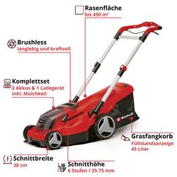 Einhell Professional GP-CM 36/450 Power X-Change akumulátor Akumulátorová sekačka Vč. nabíječky Twincharger, + 2. akumulátor 4 000 mAh 18 V šířka sekání 38 cm