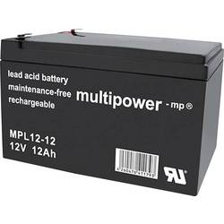 multipower MPL12-12 146650 olověný akumulátor 12 V 12 Ah olověný se skelným rounem (š x v x h) 98 x 98 x 151 mm plochý konektor 6,35 mm bezúdržbové, nepatrné