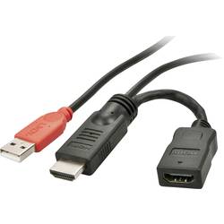 LINDY HDMI napájecí kabel Zástrčka HDMI-A, USB-A zástrčka, Zásuvka HDMI-A 0.15 m černá 41080 s USB HDMI kabel