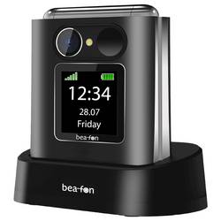 beafon Fold 10 2G telefon pro seniory - véčko tlačítko SOS, nabíjecí stanice černá, stříbrná