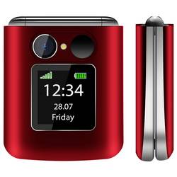 beafon Fold 10 2G telefon pro seniory - véčko tlačítko SOS, nabíjecí stanice červená