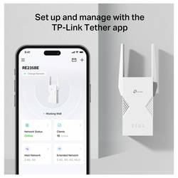 TP-LINK Wi-Fi repeater TP-Link BE3600 Ricevitore e trasmettitore di rete Bianco 2500 Mbit/s, RE235BE, Wi-Fi 7, meshový