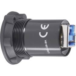 TRU COMPONENTS USB-09-BK Vestavný USB konektor zásuvka, vestavná USB zásuvka typ A ⇔ USB zásuvka typ B Množství: 1 ks