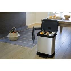 Curver DECO Bin 240638 odpadkový koš, 30 l, (š x v x h) 390 x 510 x 290 mm, stříbrná, černá, 1 ks