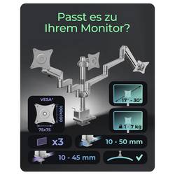 ICY BOX držák na stůl pro monitor Monitorständer für drei Monitore 3 Displej: (s) 76,2 cm (30) šedá, stříbrná