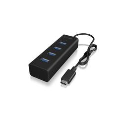 ICY BOX 60256 USB Hub 4 porty USB-A USB 3.0 5 GBit/s s konektorem USB C černá