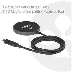 club3D bezdrátová indukční nabíječka 25 W Qi2 USB-C 25Wa CAC-3027 Výstup Qi standard černá