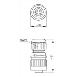 Hirschmann 934 125-100-1 kulatý faston spojka, rovná Série konektoru: CA Počet kontaktů: 3 + PE 1 ks