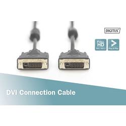 Digitus DVI kabel DVI-D 24+1pol. Zástrčka, DVI-D 24+1pol. Zástrčka 10.00 m černá AK-320101-100-S lze šroubovat, s feritovým jádrem DVI kabel