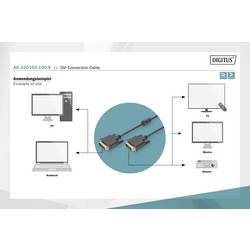 Digitus DVI kabel DVI-D 24+1pol. Zástrčka, DVI-D 24+1pol. Zástrčka 10.00 m černá AK-320101-100-S lze šroubovat, s feritovým jádrem DVI kabel