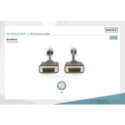 Digitus DVI kabel DVI-D 24+1pol. Zástrčka, DVI-D 24+1pol. Zástrčka 10.00 m černá AK-320101-100-S lze šroubovat, s feritovým jádrem DVI kabel