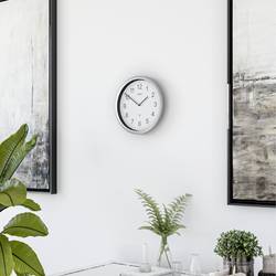 Mebus 19809 DCF nástěnné hodiny 25 cm x 40 mm, stříbrná, tiché hodiny (bez tikání)