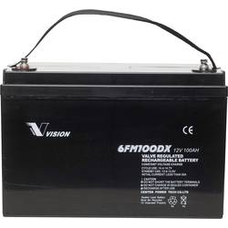 Vision Akkus FM-Serie 6FM100DX solární akumulátor 12 V 100 Ah olověný se skelným rounem (š x v x h) 33 x 21.5 x 17.1 mm šroubované M8