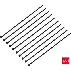TRU COMPONENTS TC-12814192, stahovací pásky, 4.8 mm, 300 mm, černá, s kovovým jazýčkem, Stabilní vůči UV záření, 100 ks