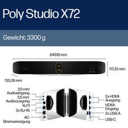 HP Poly Studio X72 All-In-One Video Bar konferenční reproduktor HDMI® vstup, HDMI® výstup, USB-C®, USB-A, Audio-Line-in , Audio-Line-out , Bluetooth, Wi-Fi 7
