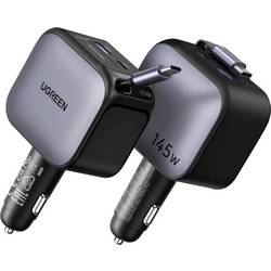 UGREEN EC604 145W Car Charger 2C1A Nabíječka do auta, Navíjecí kabel USB-C®, USB-C® zásuvka, USB-C® zástrčka, USB-A zásuvka, 145 W, šedá