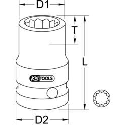 KS Tools 5150927 515.0927 12-hranný rázový nástrčný klíč 27 mm 1/2 27 mm 1/2