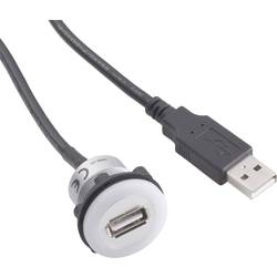 TRU COMPONENTS USB 2.0 zásuvka, typ A, vestavná černá 1x USB zásuvka, typ A na 1x USB zástrčka, typ A s osvětlením a 1,5m kabelem Množství: 1 ks