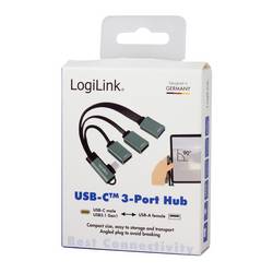 LogiLink UA0361 USB Hub 3 porty USB-A USB 3.1 Gen1 5 GBit/s s konektorem USB C stříbrná UA0361