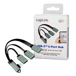 LogiLink UA0361 USB Hub 3 porty USB-A USB 3.1 Gen1 5 GBit/s s konektorem USB C stříbrná UA0361